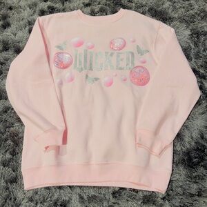 Wicked Glinda Pink Embellished Graphic Crewneck Sweatshirt
